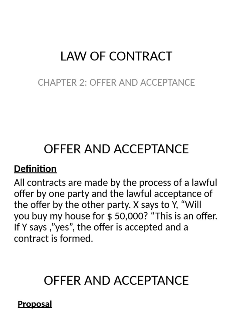 Understanding Offer and Acceptance in Contracts | PDF | Offer And ...