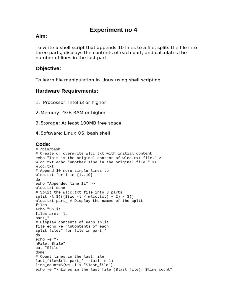 Linux Shell Script for File Manipulation | PDF