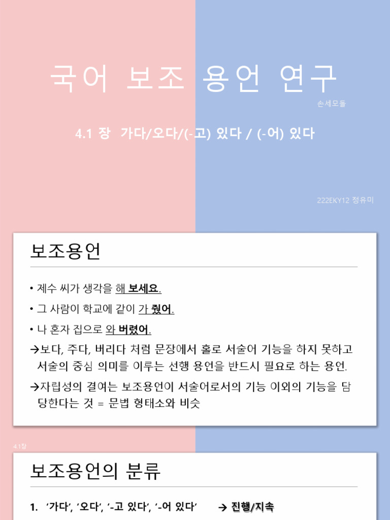 보조 용언 4.1장 | PDF