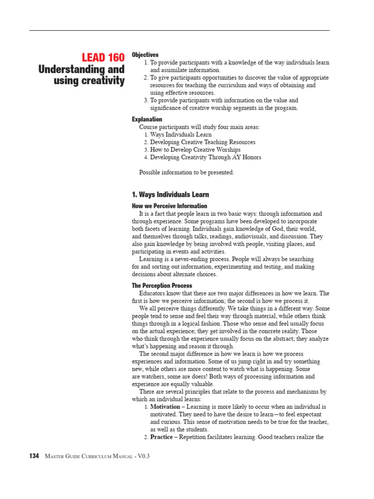 Creative Teaching and Learning Strategies | PDF | Learning | Experience