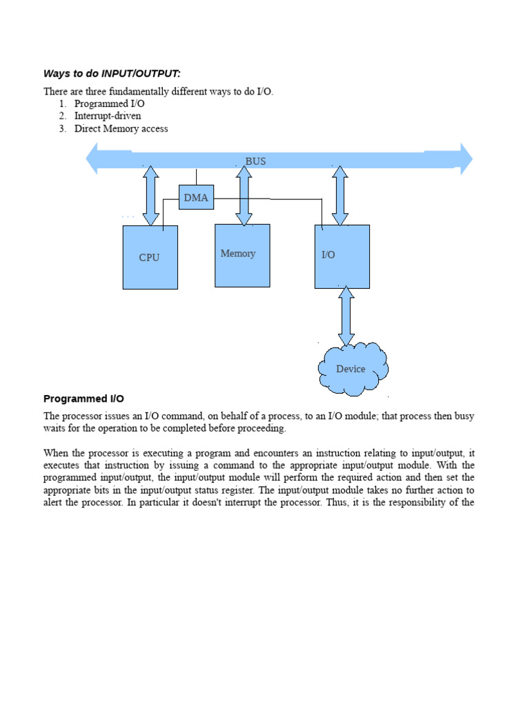 Programmed I O | PDF | Input/Output | Operating System