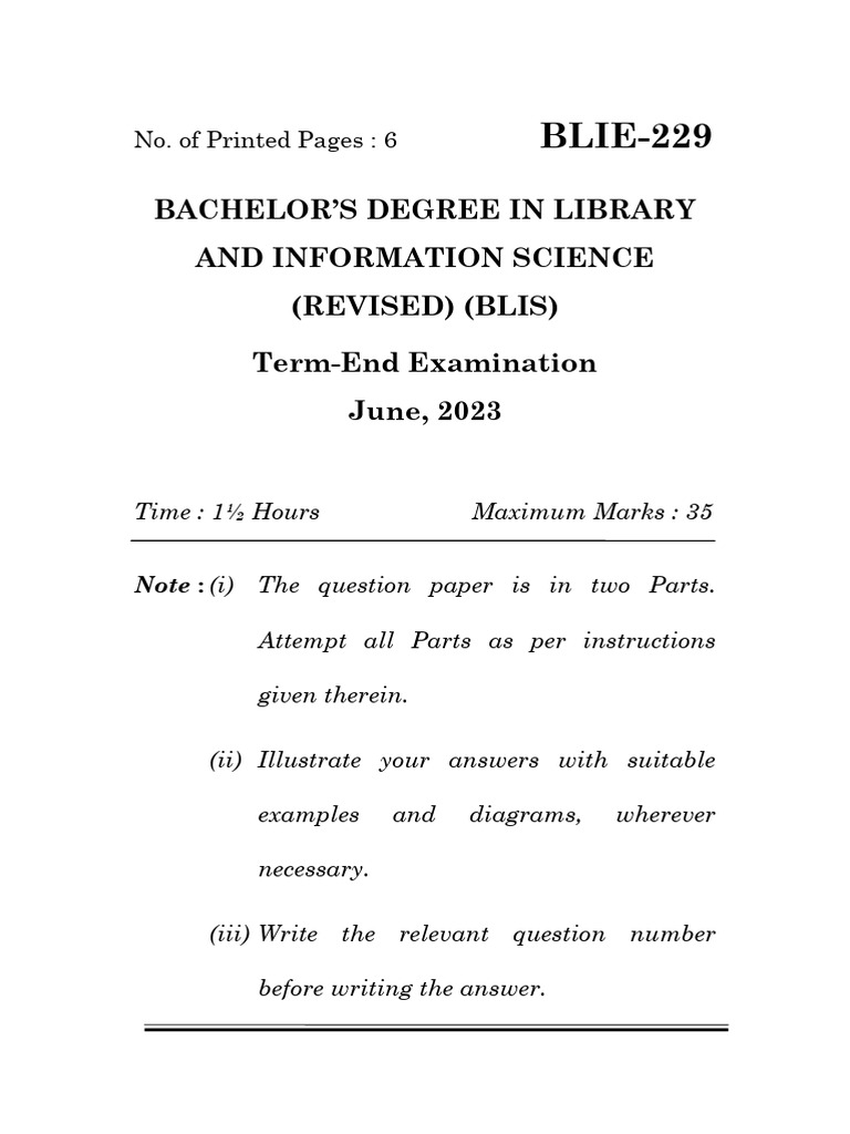 BLIE-229 Que Paper 2023 June @UpToDateWithUpdates | PDF | Information ...