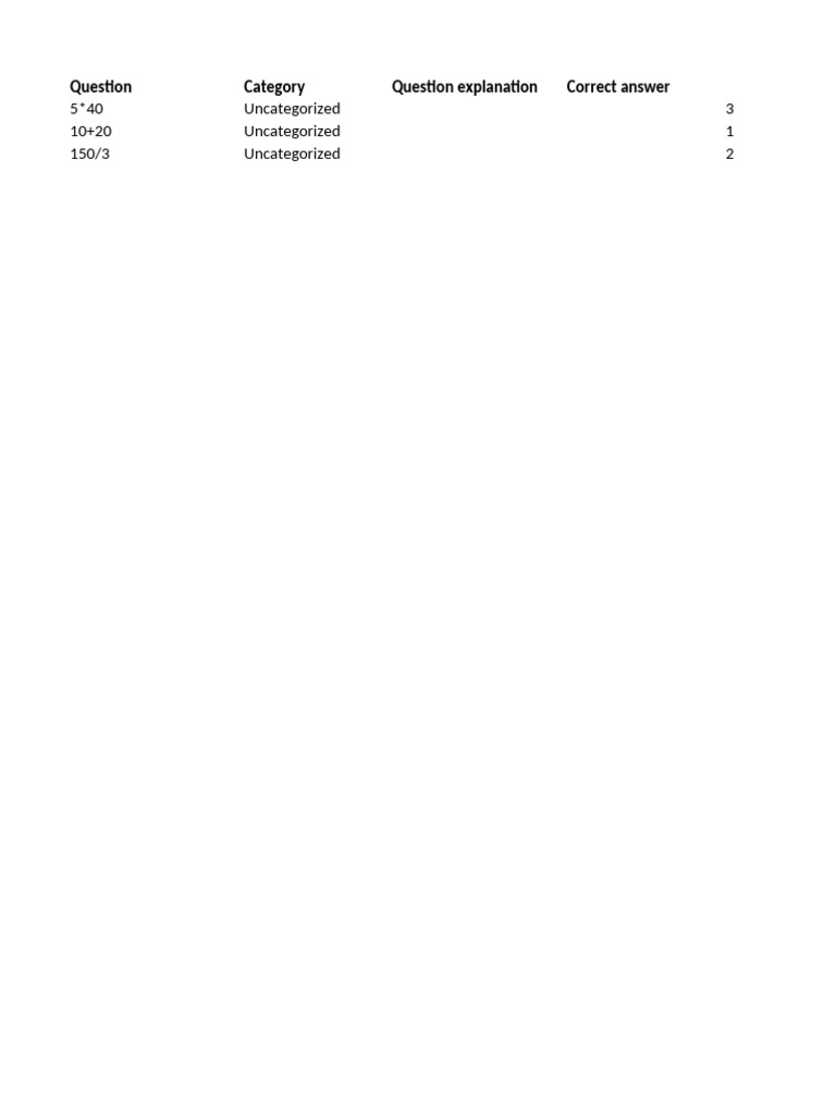 Example Questions Export Simple | PDF