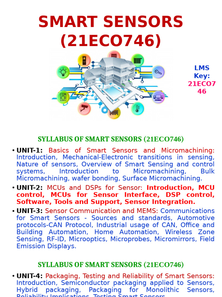 Smart Sensors Syllabus Overview | PDF | Microcontroller | Analog To ...