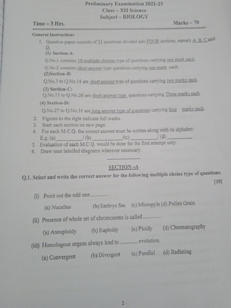 Biology Prelims | PDF