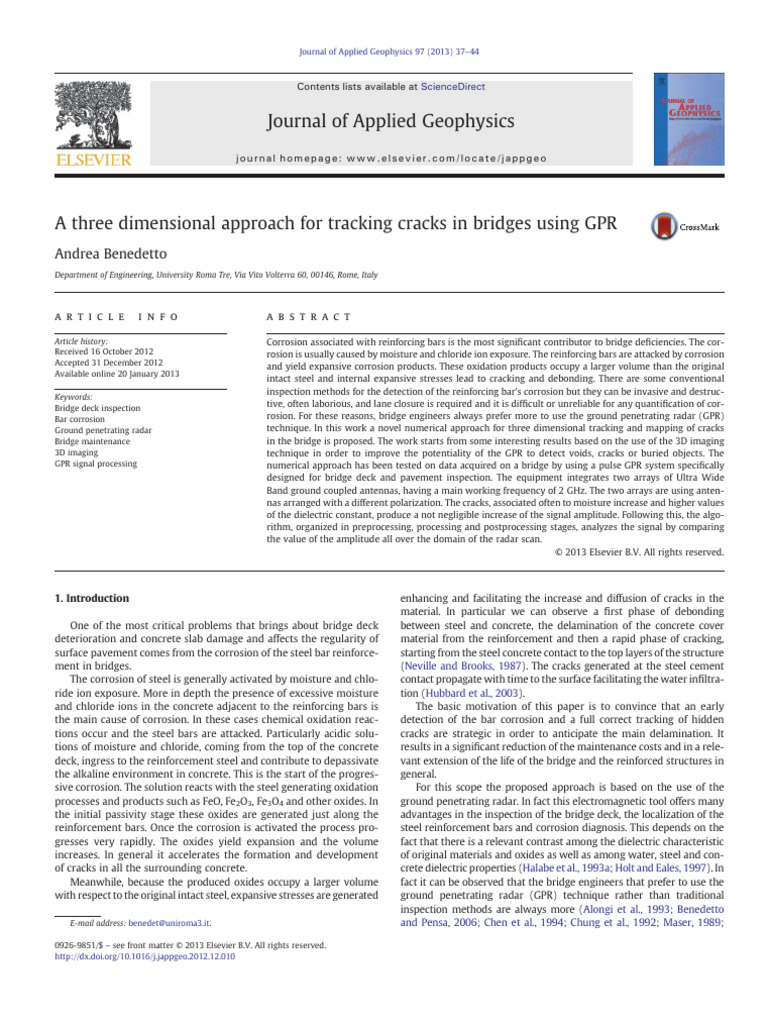 3D GPR Method for Bridge Crack Detection | PDF | Antenna (Radio ...