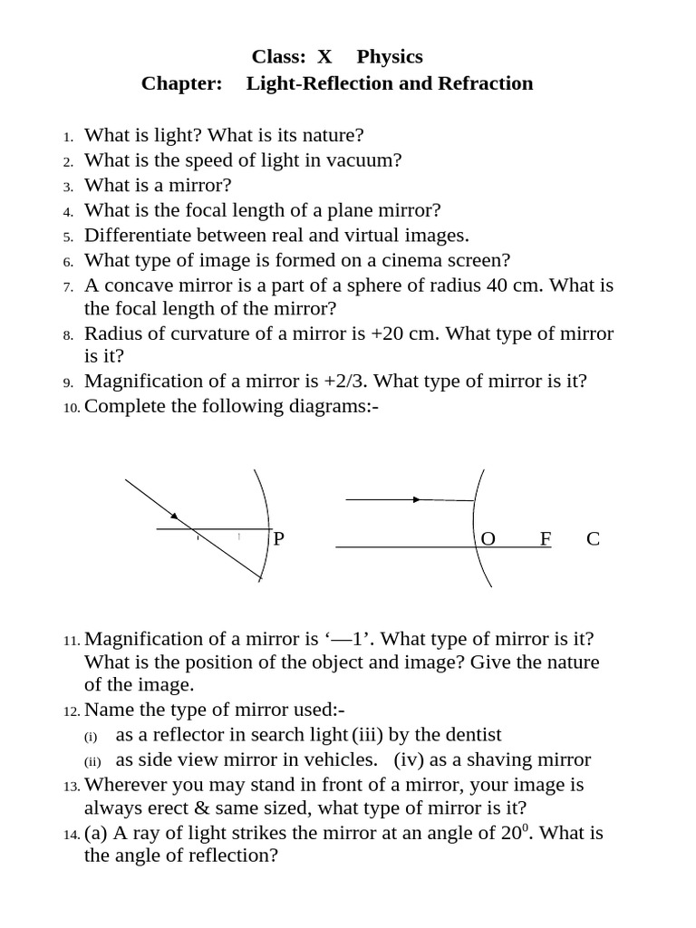 Light Reflection and Refraction Concepts | PDF | Refractive Index | Mirror