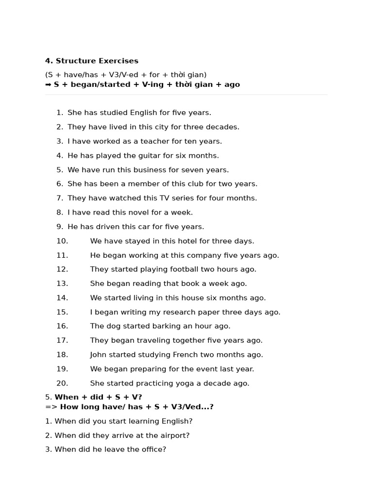Structure 1 Exercises | PDF
