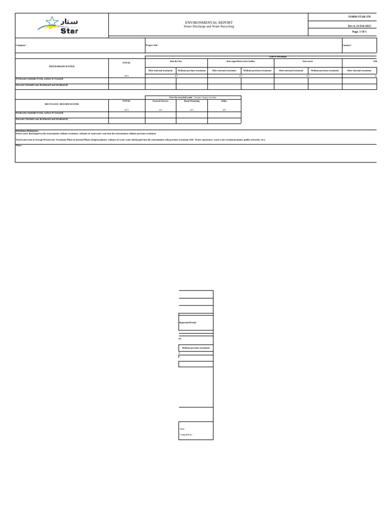FORM-STAR-370 Rev 0 Environmental Report - Water Discharge and Water ...