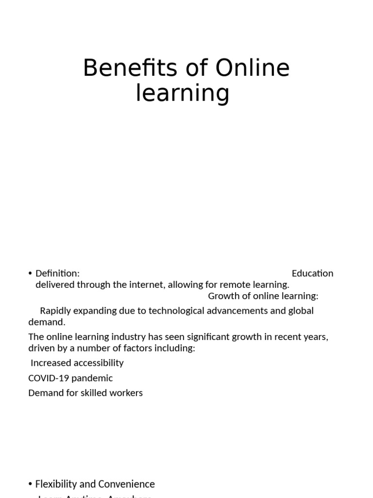 Benefits of Online Learning | PDF