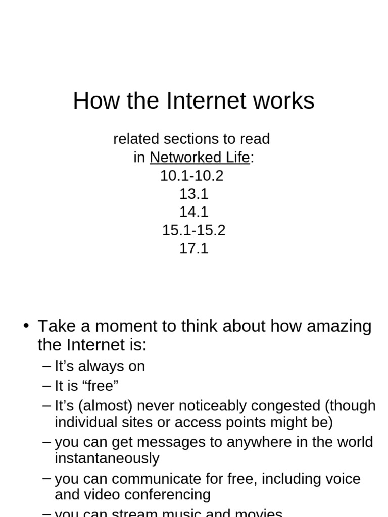 How The Internet Works | PDF | Internet Protocols | Transmission ...
