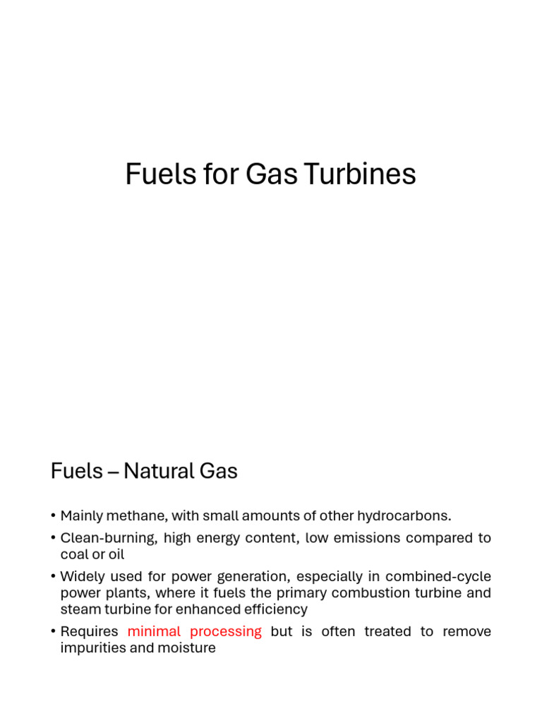 Fuels for Gas Turbines Overview | PDF | Natural Gas | Fuels