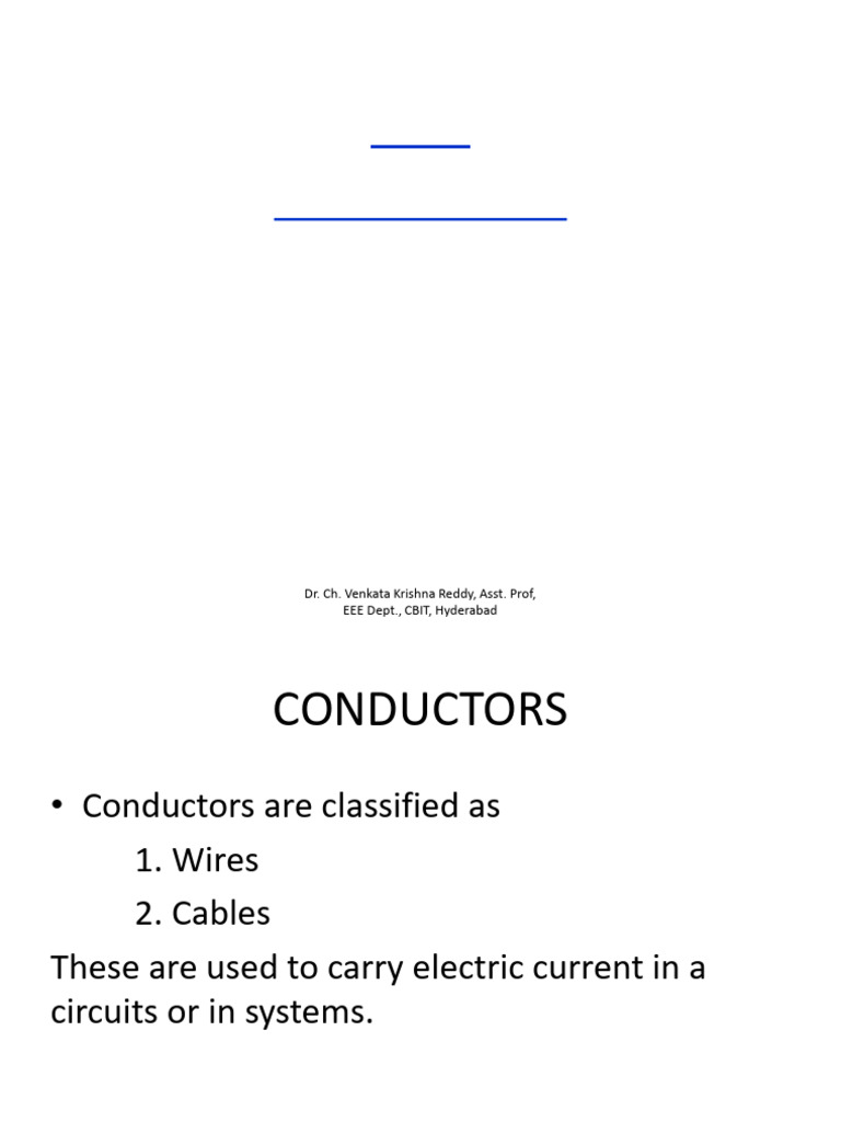 Bee Ece-2 Unit-5 2021-22 | PDF | Wire | Insulator (Electricity)