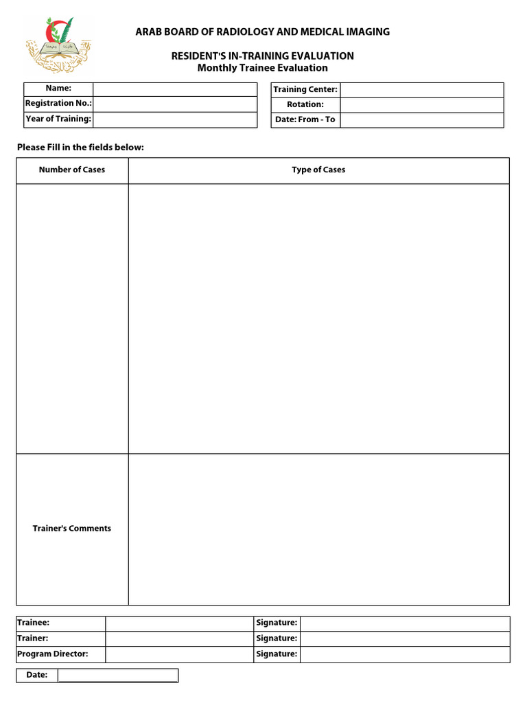 Monthly Trainee Evaluation Form | PDF