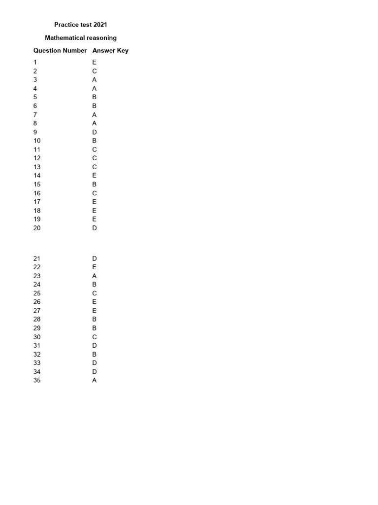 Maths Quiz Answer Key 2021 | PDF