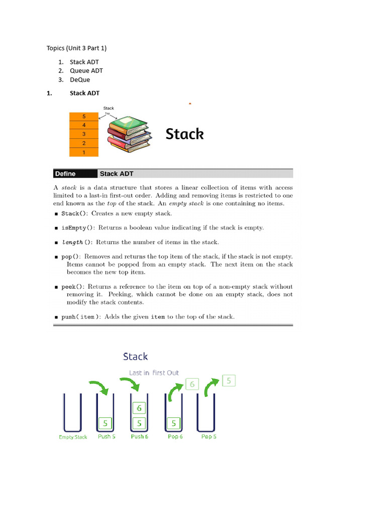 Unit 3 Part 1 - Stack Queue Deque | PDF