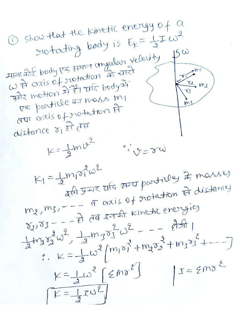 Kinetic Energy of A Rotating Body | PDF