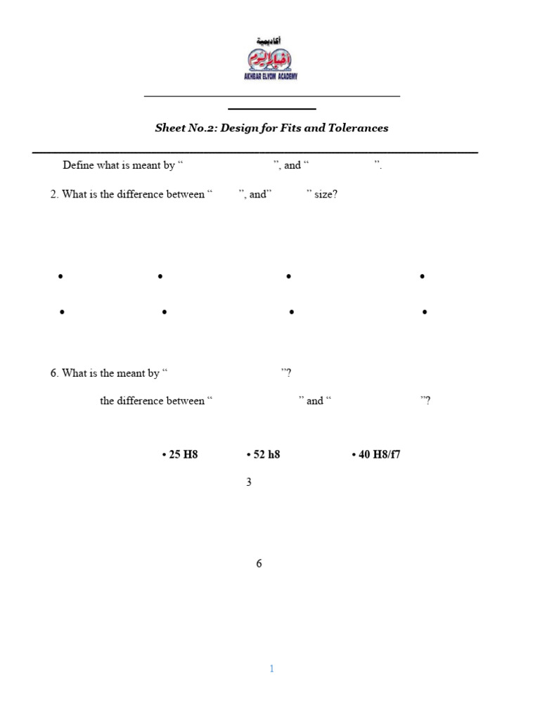 Design for Fits and Tolerances Guide | PDF | Engineering Tolerance ...