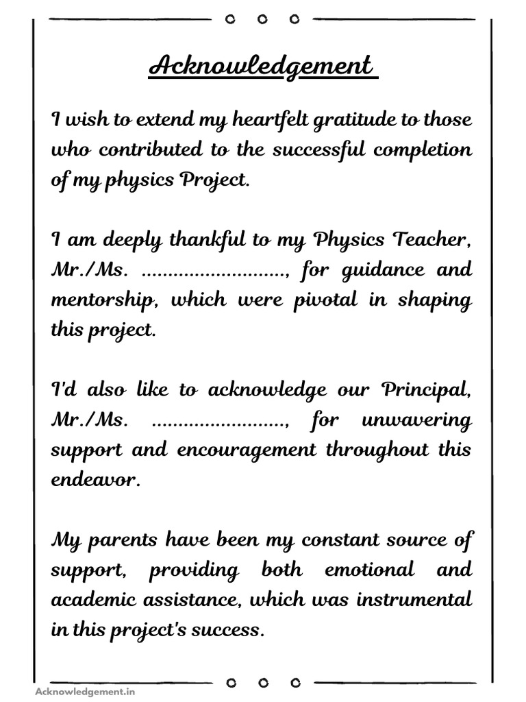 Acknowledgement for Physics Project | PDF