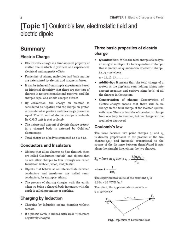 Electric Charges and Fields Overview | PDF | Capacitor | Capacitance