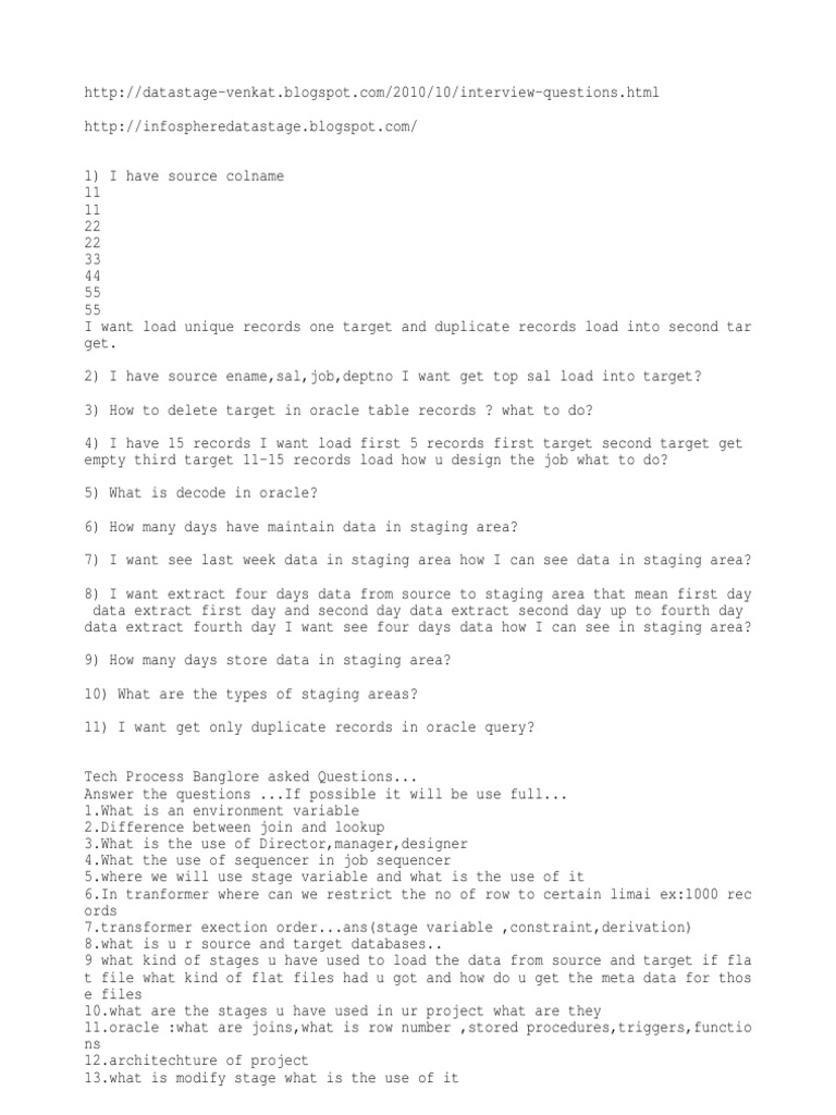 DataStage Scenario-Based Interview Questions | PDF | Information ...