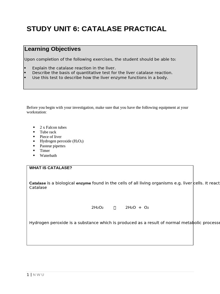 Practical+6_+Catalase+Method | PDF | Catalase | Enzyme