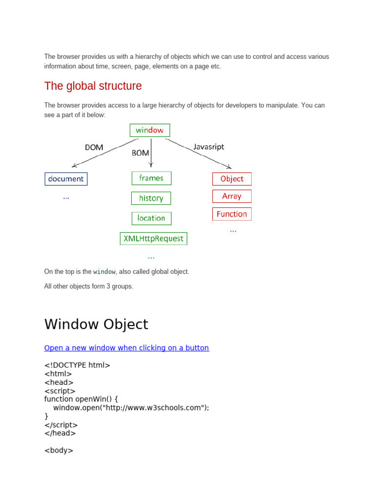 Window Object: The Global Structure | PDF | Button (Computing) | Computing