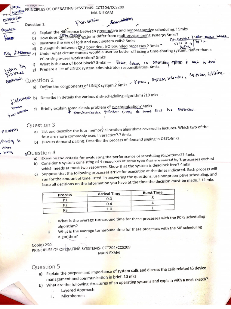 Os Revision Papers | PDF