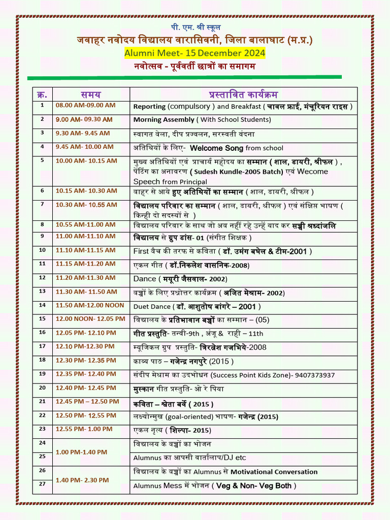 Alumni Meet 2024 - Event Schedule Final-1 | PDF