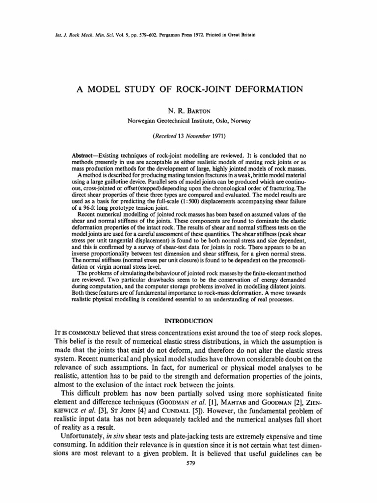 Rock-Joint Deformation Modeling Techniques | PDF | Strength Of ...