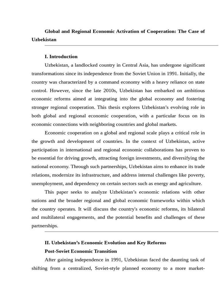 Global and Regional Economic Activation of Cooperation | PDF | Central ...
