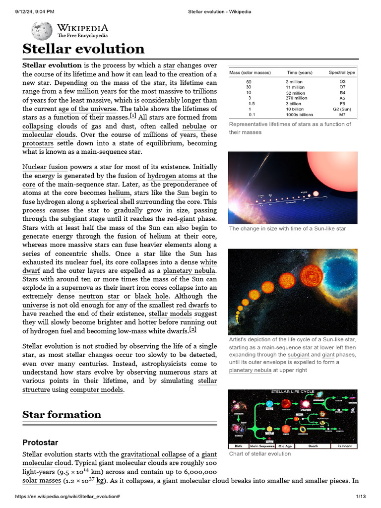 Stellar evolution - Wikipedia | PDF | Stars | Supernova
