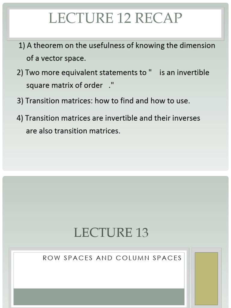 Understanding Row and Column Spaces | PDF | Linear Subspace | Mathematics