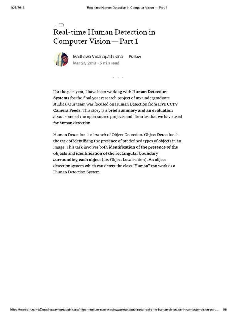 Real-Time Human Detection in Computer Vision - Part 1 | PDF