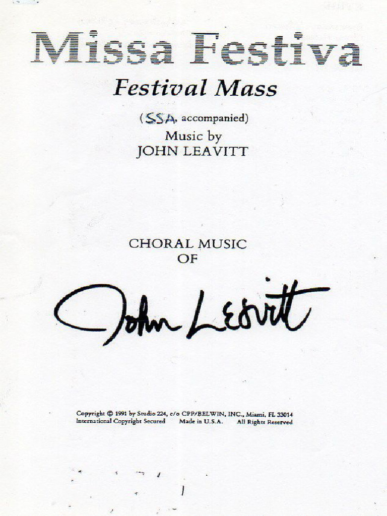 Missa Festiva By John Leavitt - Choir - Sheet Music | Sheet Music Plus
