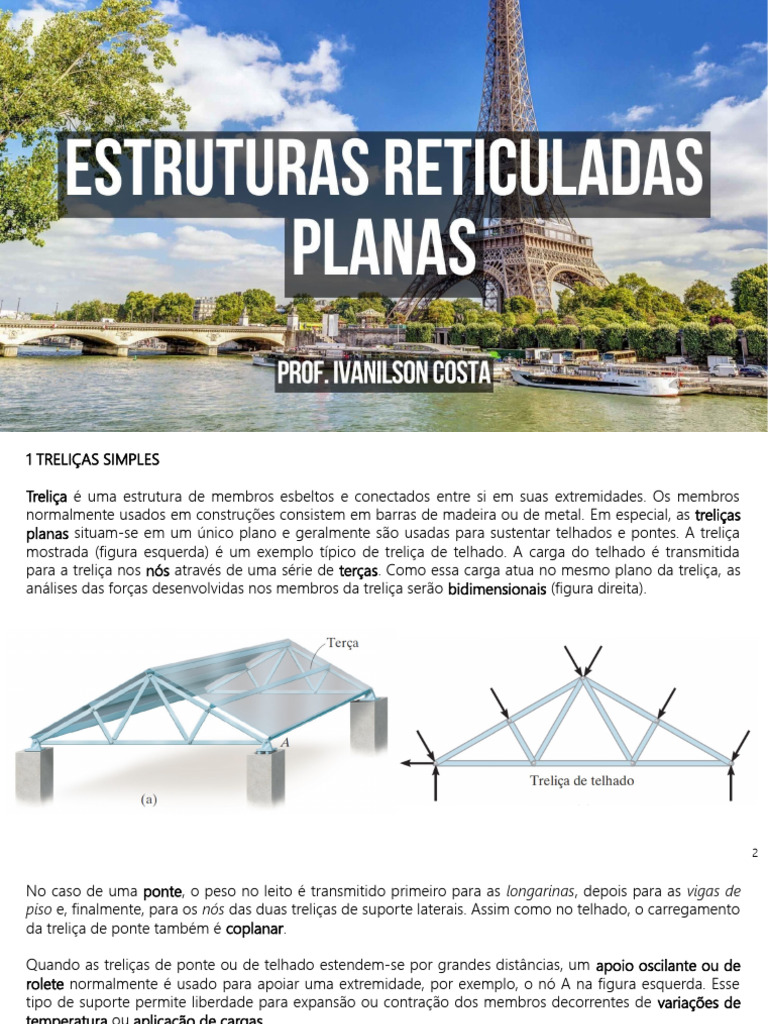 Treliças Simples e Análise de Forças | PDF | Treliça | Equações