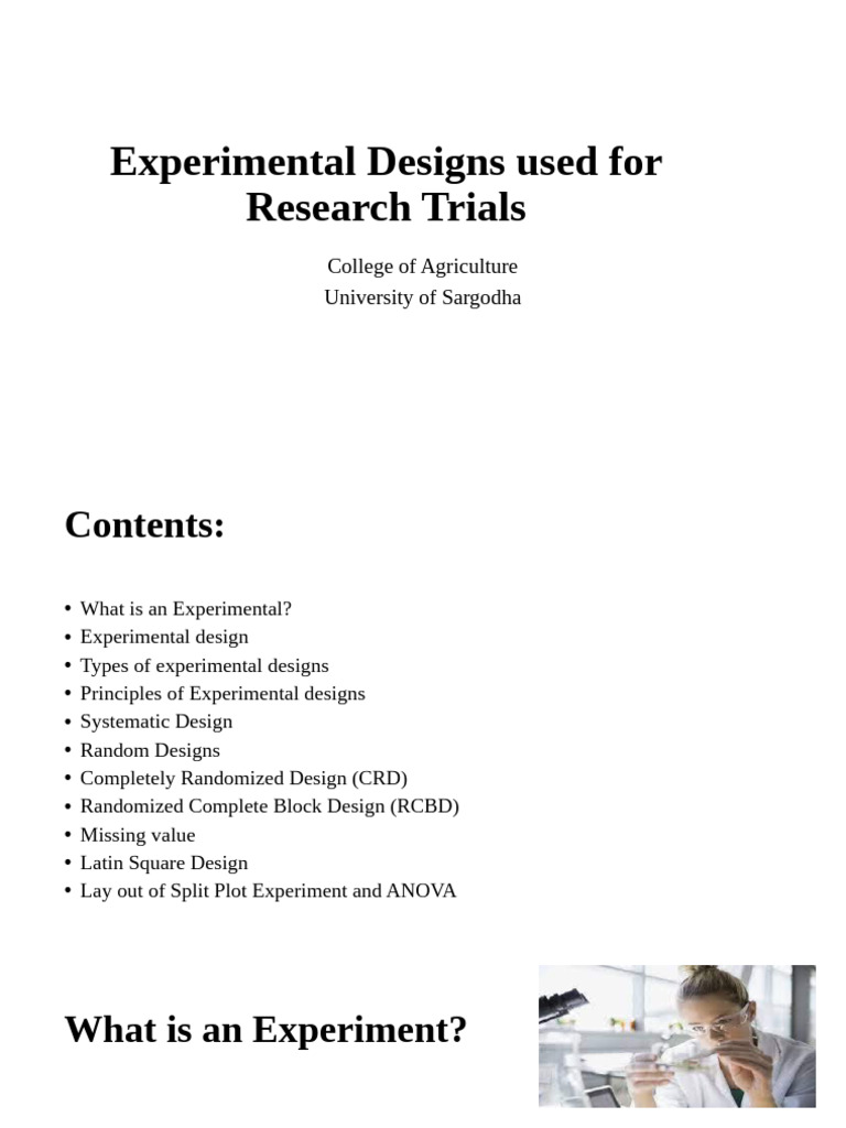 Experimental Designs for Research Trials | PDF | Experiment | Analysis ...