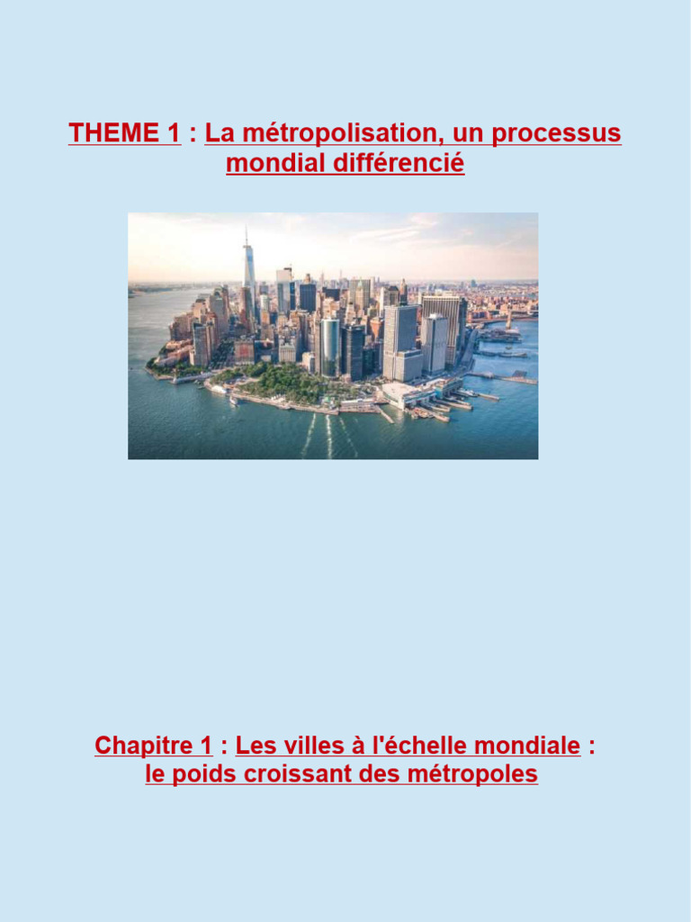 Métropolisation : enjeux et dynamiques urbaines | PDF | Paris ...