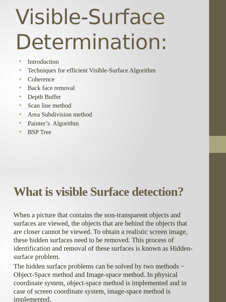 Visible Surface Detection Techniques | PDF | 3 D Computer Graphics ...