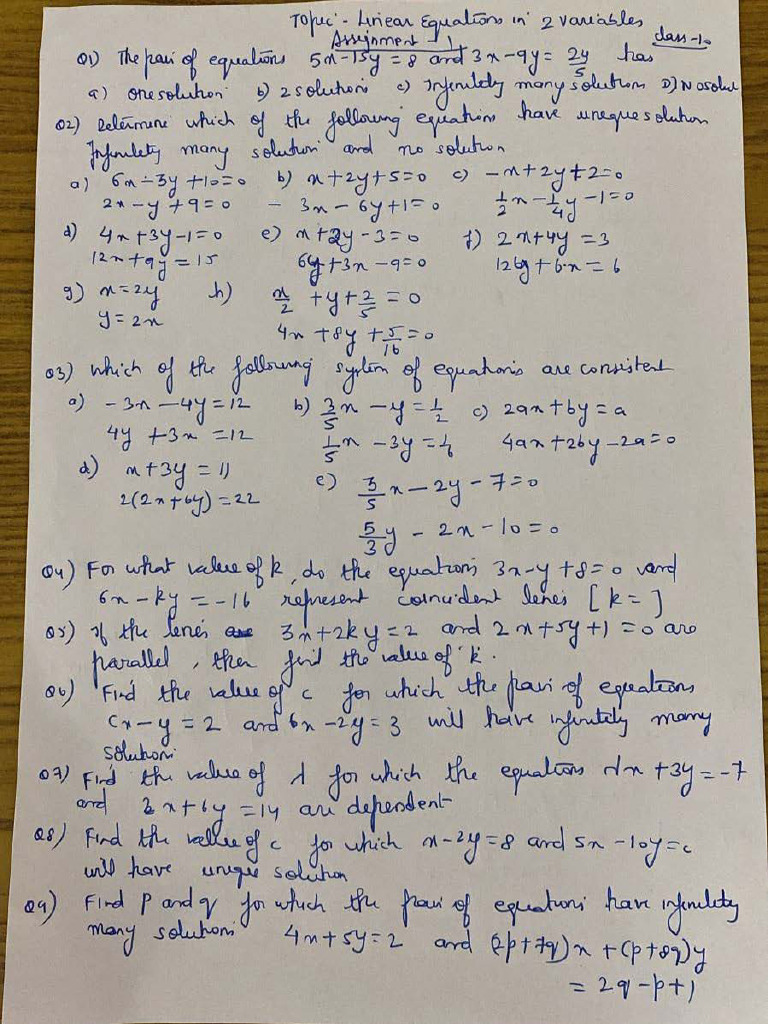 Linear Equations Worksheet | PDF