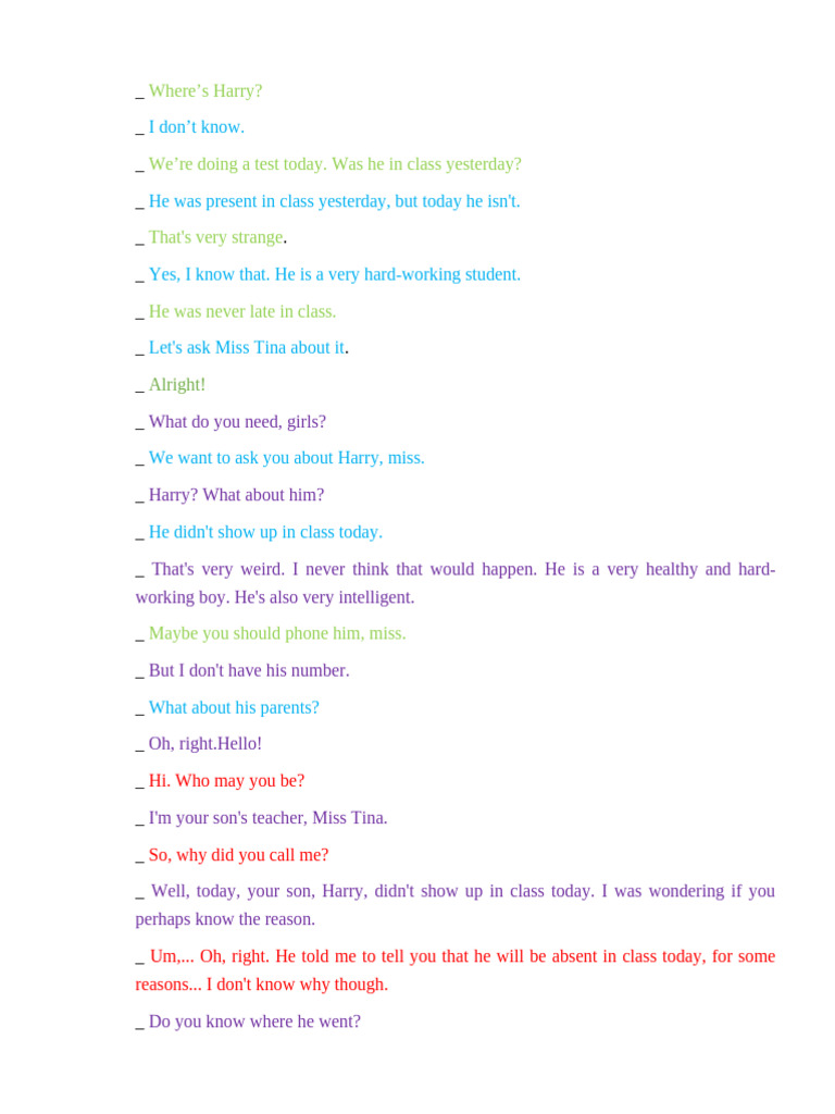 Where S Harry Class Absence Inquiry Pdf