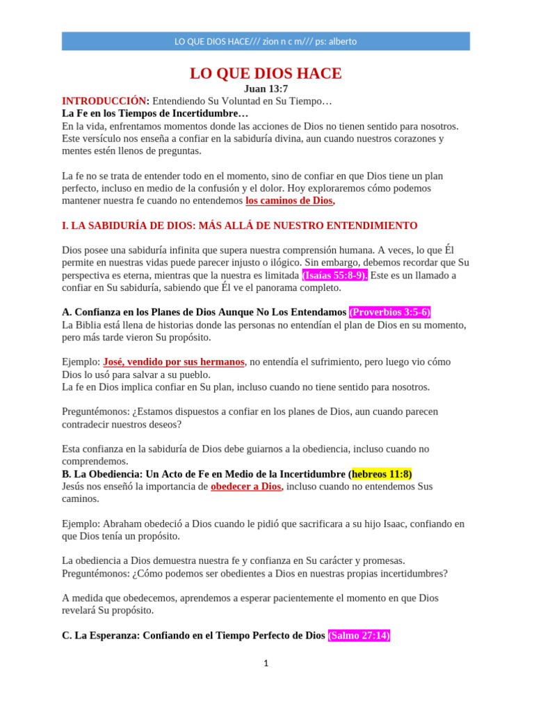 Lo Que Dios Hace | PDF | Dios | Sabiduría