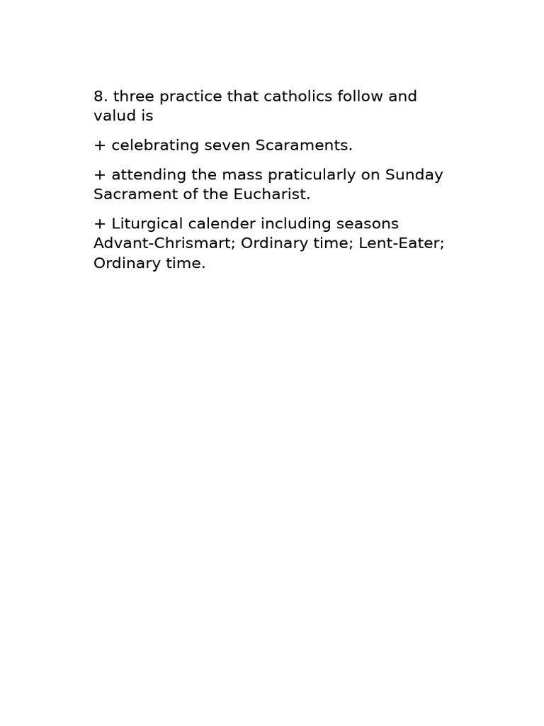 Catholic Practices: Sacraments & Mass | PDF