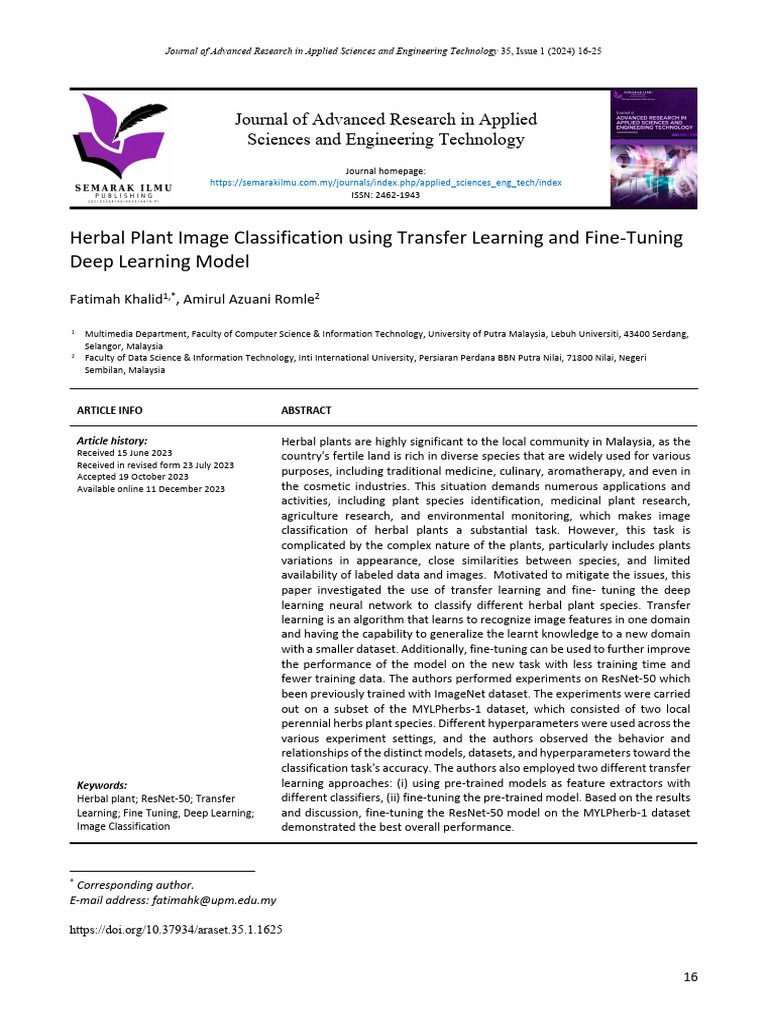 Herbal Plant Classification with Deep Learning | PDF | Deep Learning ...