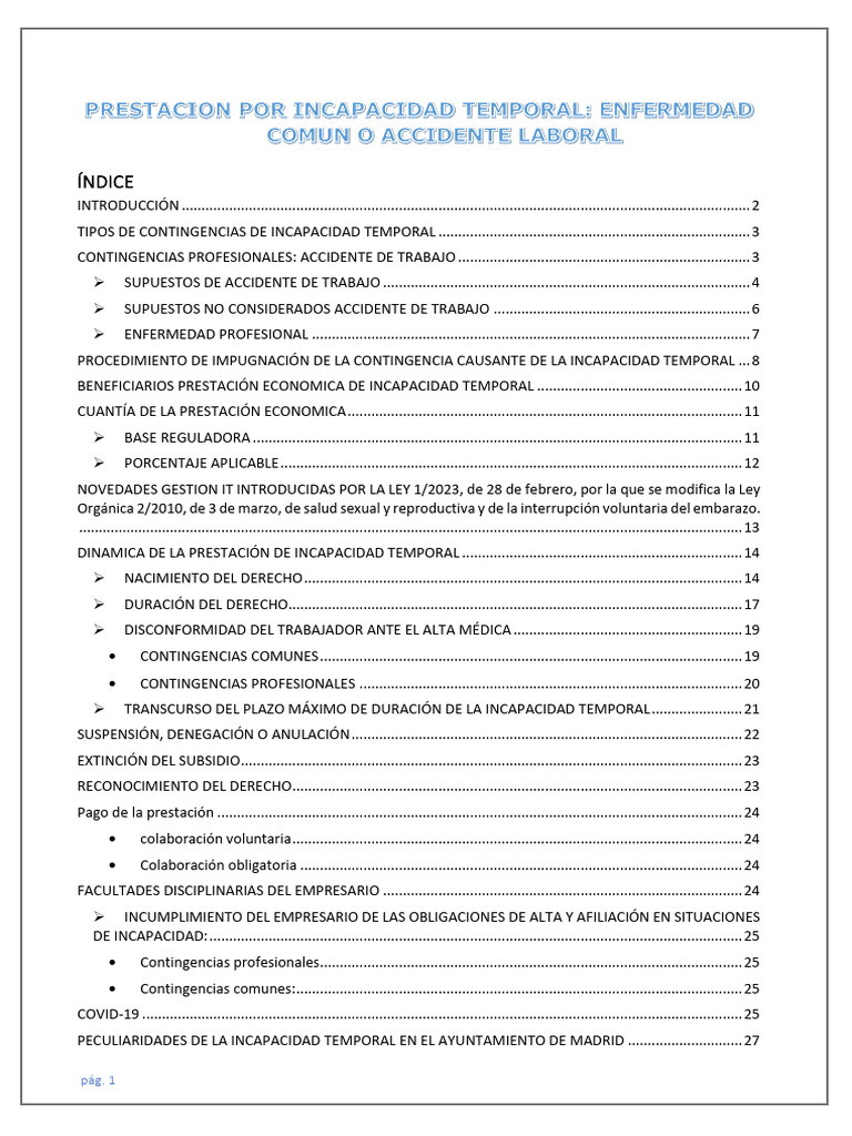 Guía sobre Incapacidad Temporal y Contingencias | PDF | Bienestar | Salario