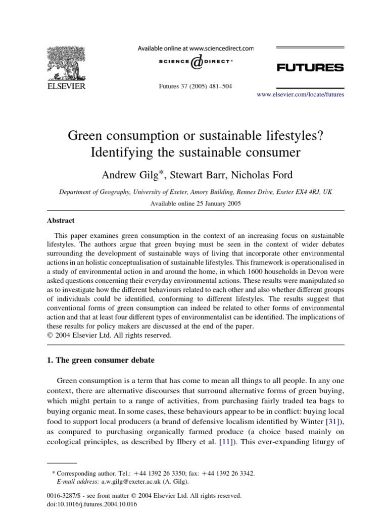 Green Consumption For Sustainable Lifestyle PDF Consumerism