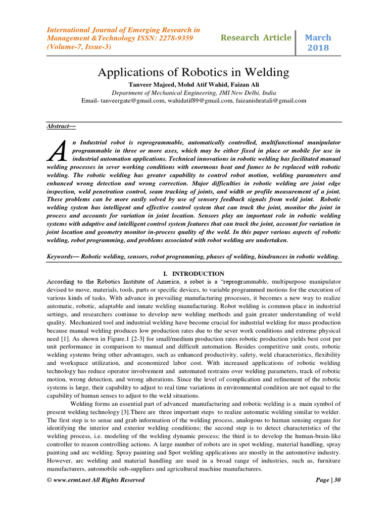 Applications of Robotics in Welding | PDF | Welding | Construction