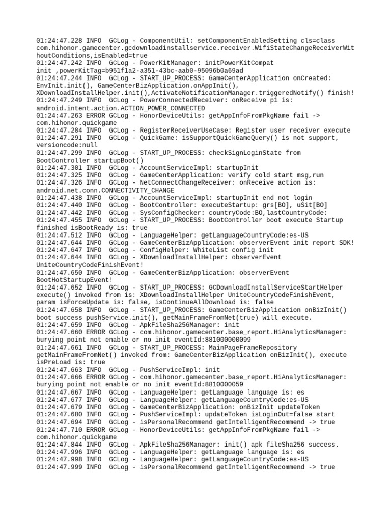GameCenter Application Startup Logs | PDF | Computing | Software
