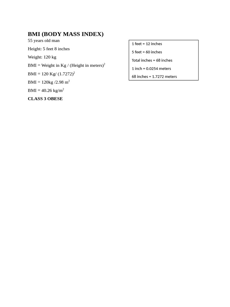 Bmi (Body Mass Index) | PDF