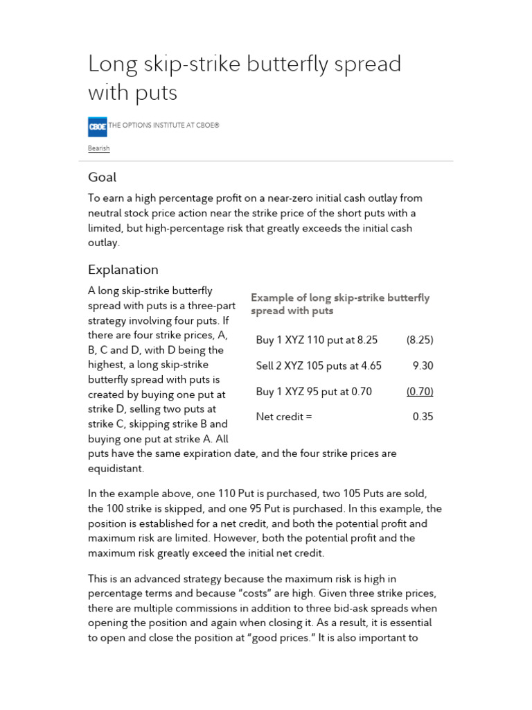 Long Skip-Strike Butterfly Spread With Puts | PDF | Greeks (Finance ...